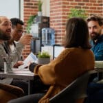 diverse group of coworkers planning startup project in boardroom